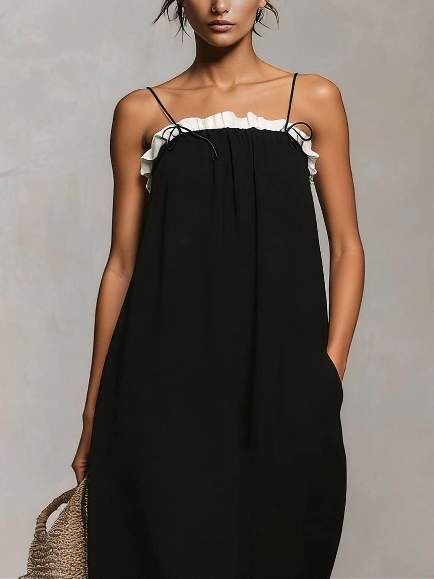 Mirelle™ | Vestido largo con bloques de color y tirantes finos
