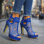 Sandra - Botines de Encaje con Tacón Alto