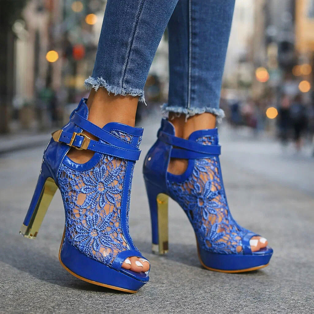 Sandra - Botines de Encaje con Tacón Alto