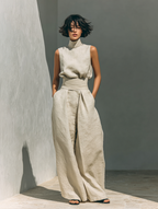 María - Conjunto de lino de estilo minimalista para mujer.