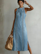 Julia™ | Vestido de denim con encaje de estilo retro