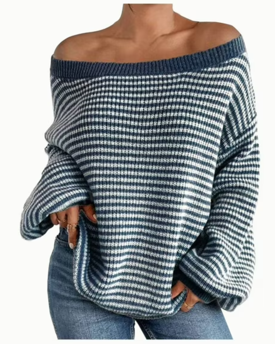 Chris | Suéter de Punto Oversize de Manga Larga con Hombros Descubiertos para Mujer