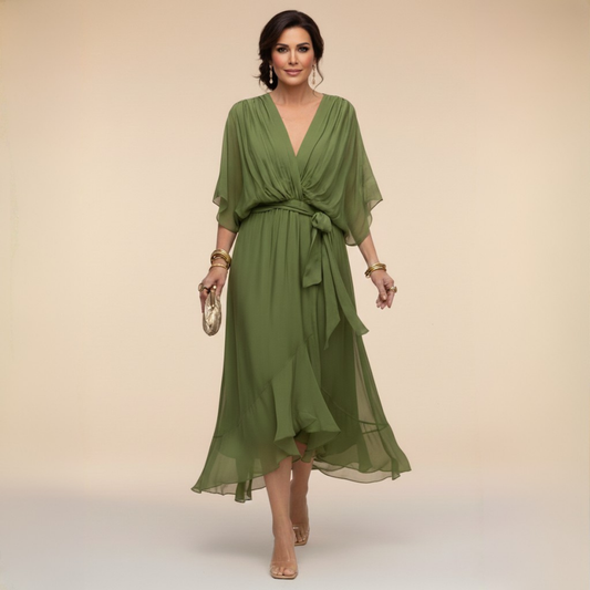 Sara™ | Vestido de Chiffon con Escote en V