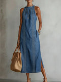 Julia™ | Vestido de denim con encaje de estilo retro