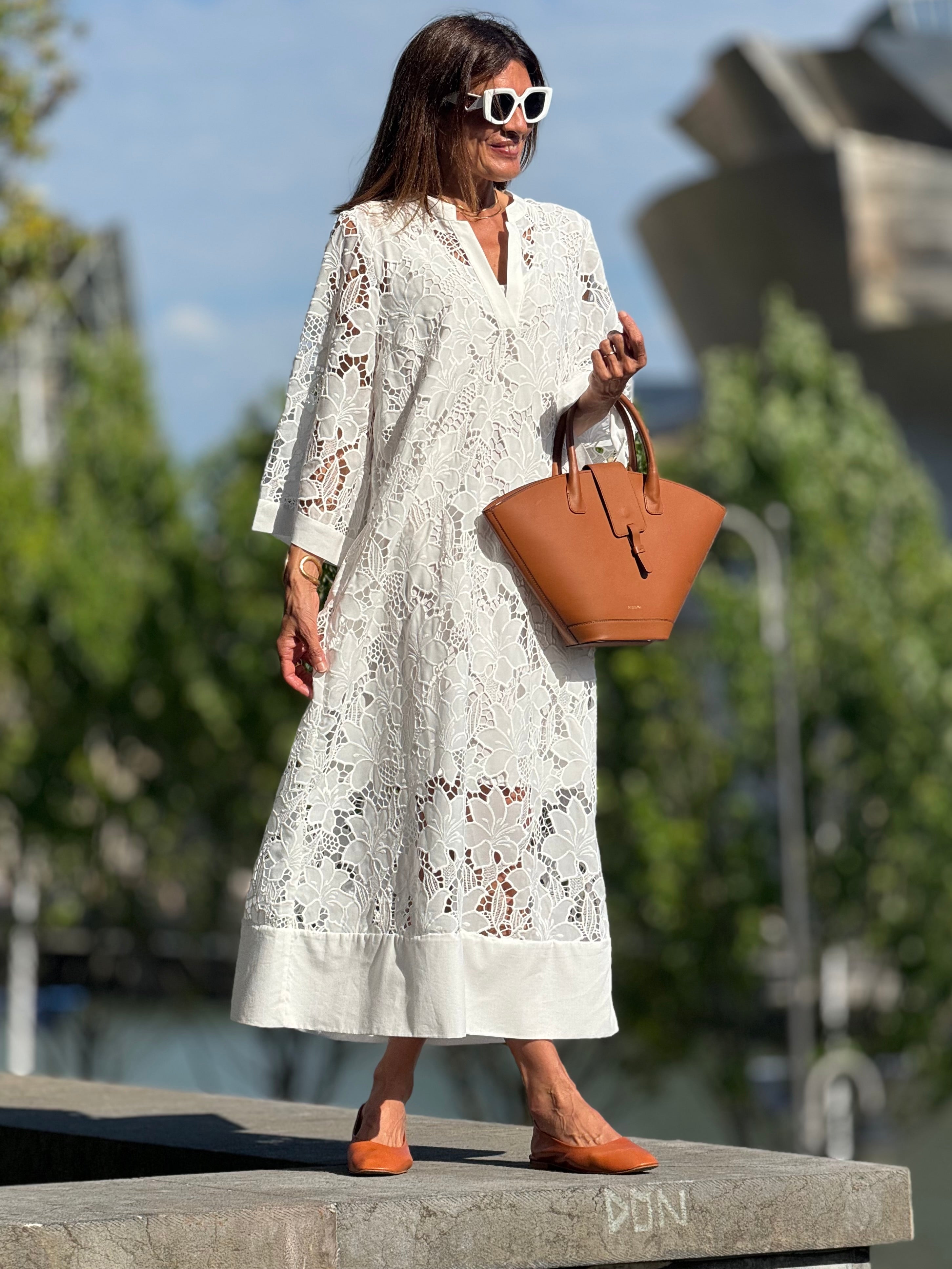 Vestido Luana de encaje blanco