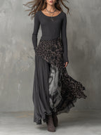 Martina | Vestido largo de estilo bohemio con estampado de leopardo