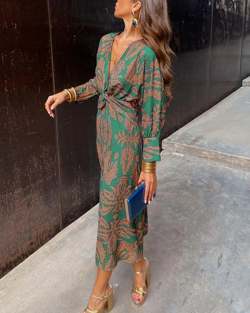 Harper™ | Elegante vestido de manga larga con estampado floral