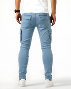 Óscar | Pantalón Cargo Marino Elástico