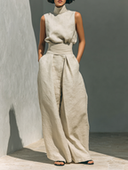 María - Conjunto de lino de estilo minimalista para mujer.