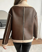 Celeste couture | Chaqueta Elegante de Cuero Forrado de Felpa para Mujer