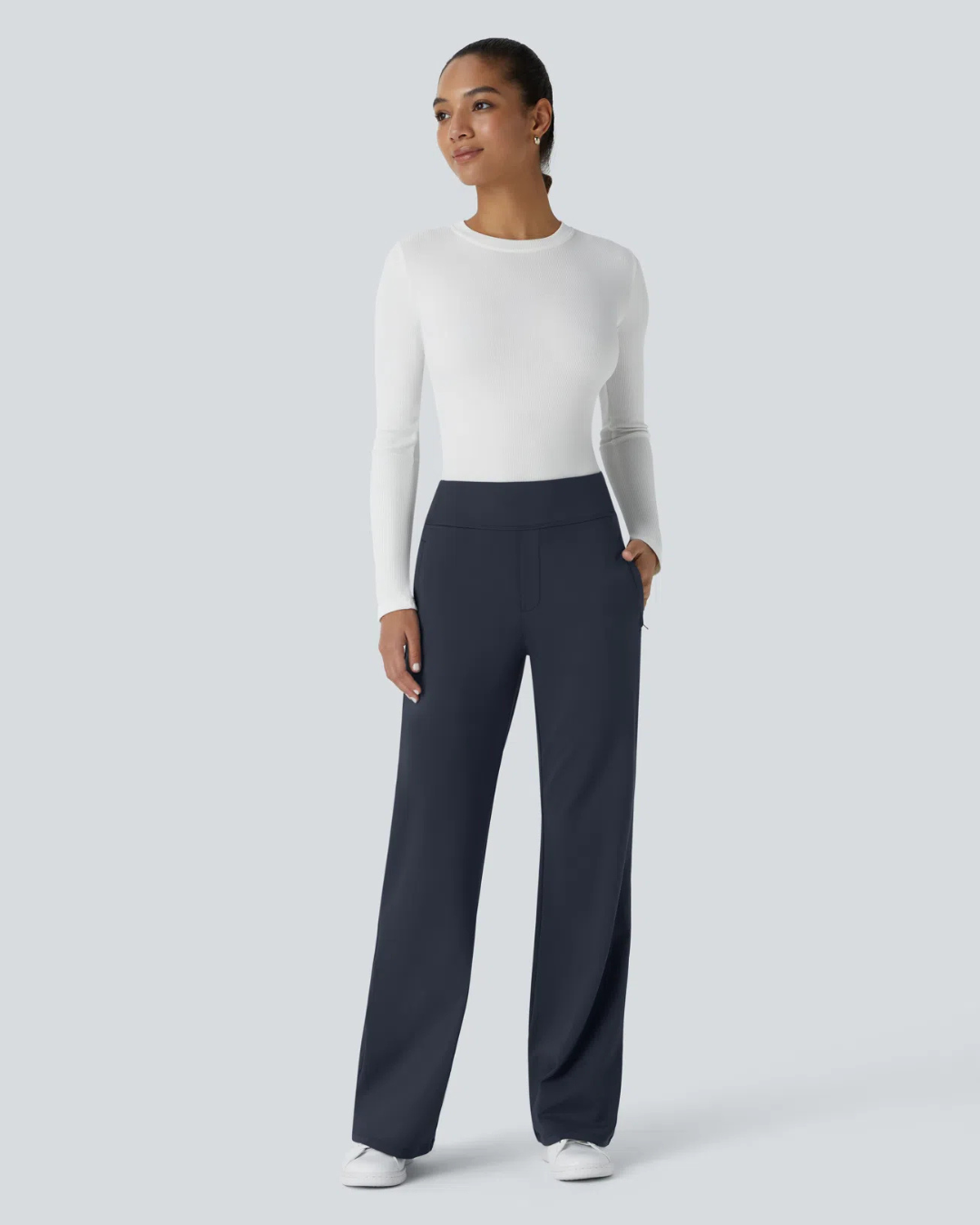 Opaline | Pantalon de Cintura Alta para Mujer con Bolsillos Laterales con Cremallera