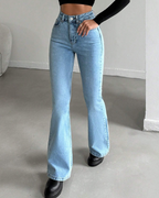 Bea | Pantalón Claro Corte Alto Estilo Campana