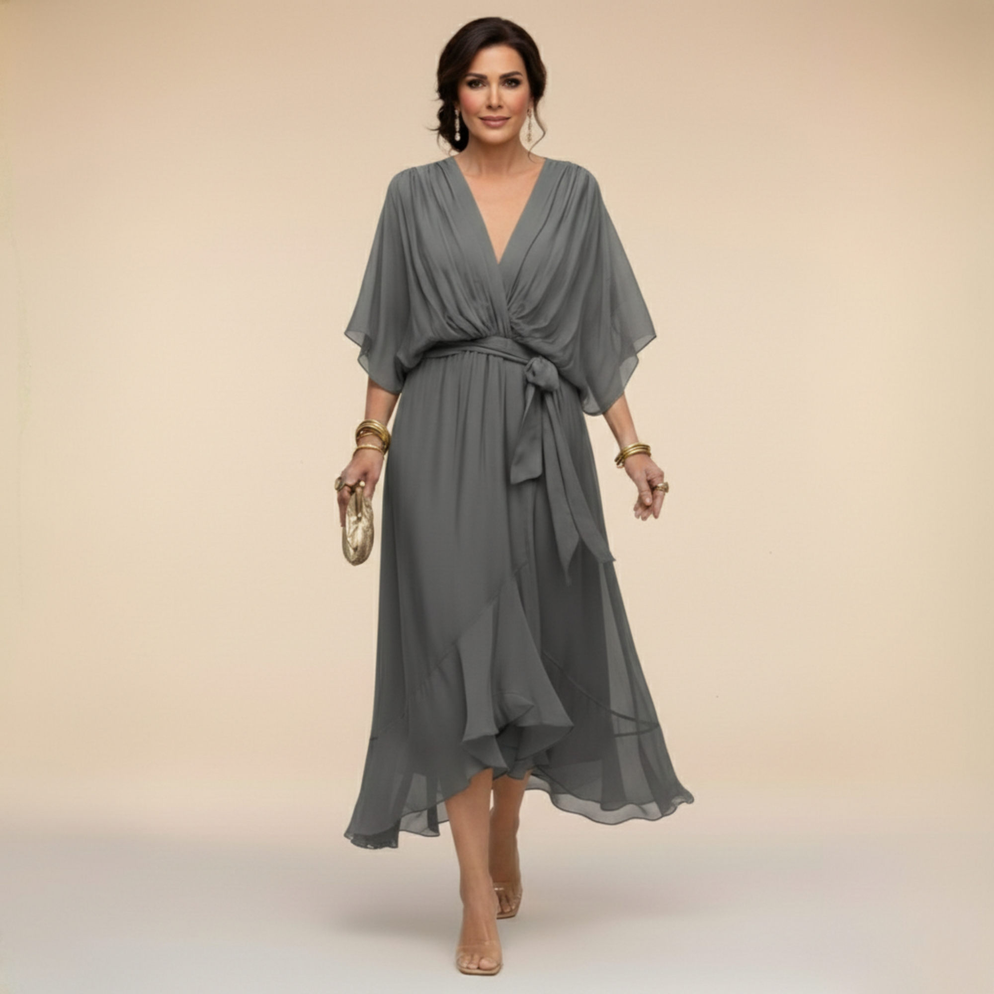 Sara™ | Vestido de Chiffon con Escote en V
