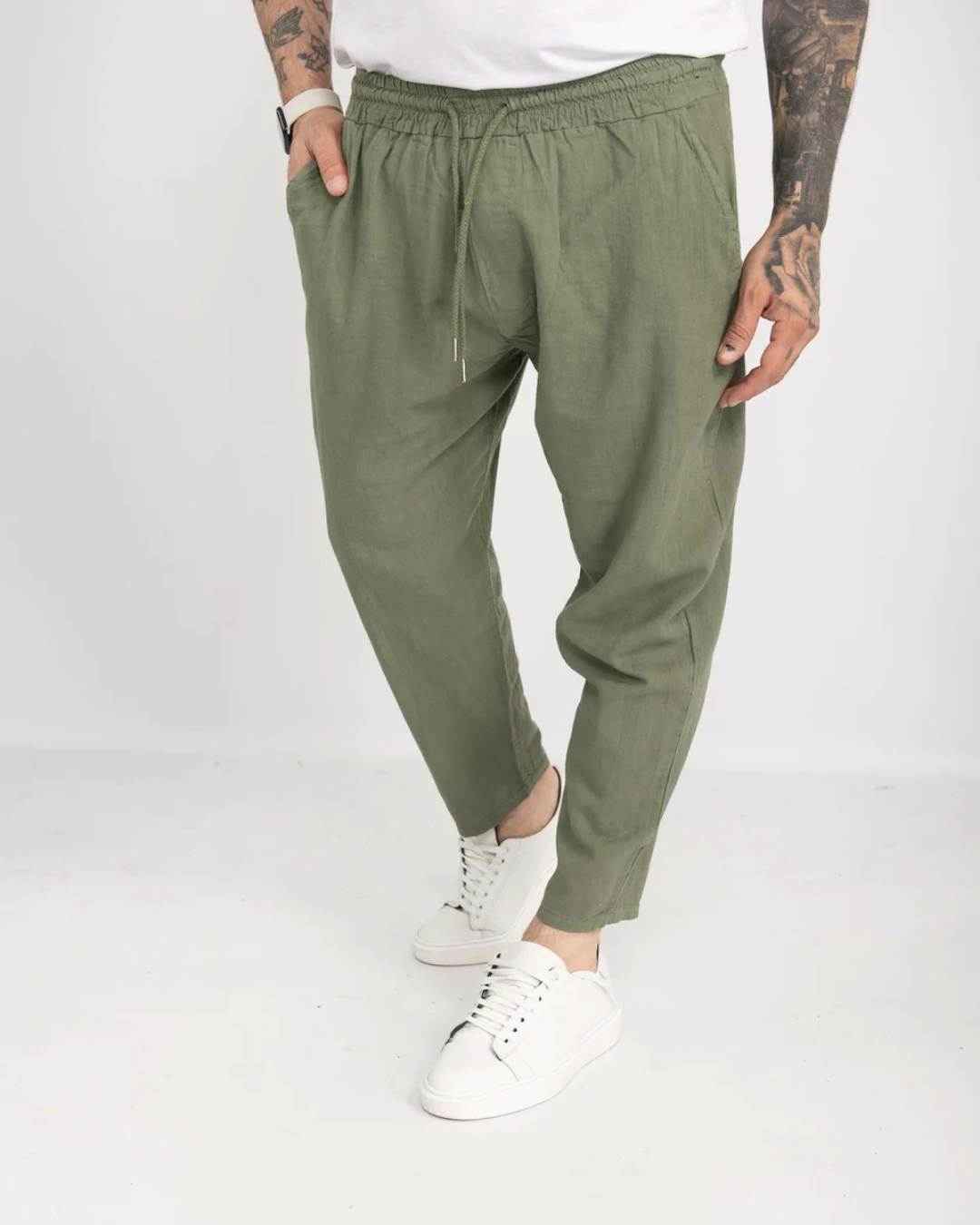Anthony | Pantalón de Lino con Cintura Elástica Para Hombre