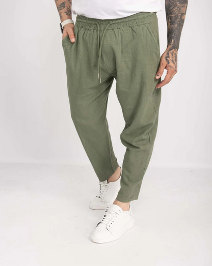 Anthony | Pantalón de Lino con Cintura Elástica Para Hombre
