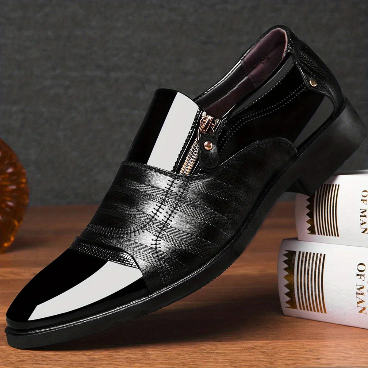 Durán | Mocasín con cremallera y doble textura