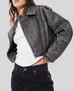 Alexandra | Chaqueta de Cuero Corta para Mujer