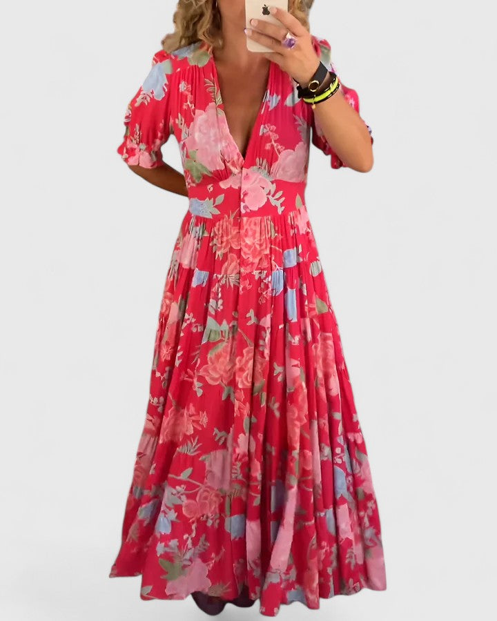 Minelda | Vestido floral con escote en V
