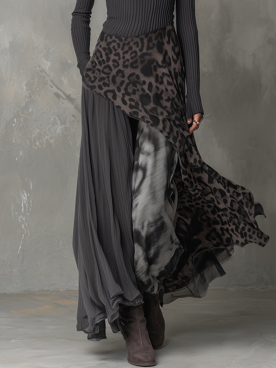 Martina | Vestido largo de estilo bohemio con estampado de leopardo