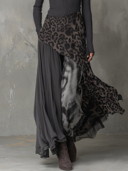 Martina | Vestido largo de estilo bohemio con estampado de leopardo