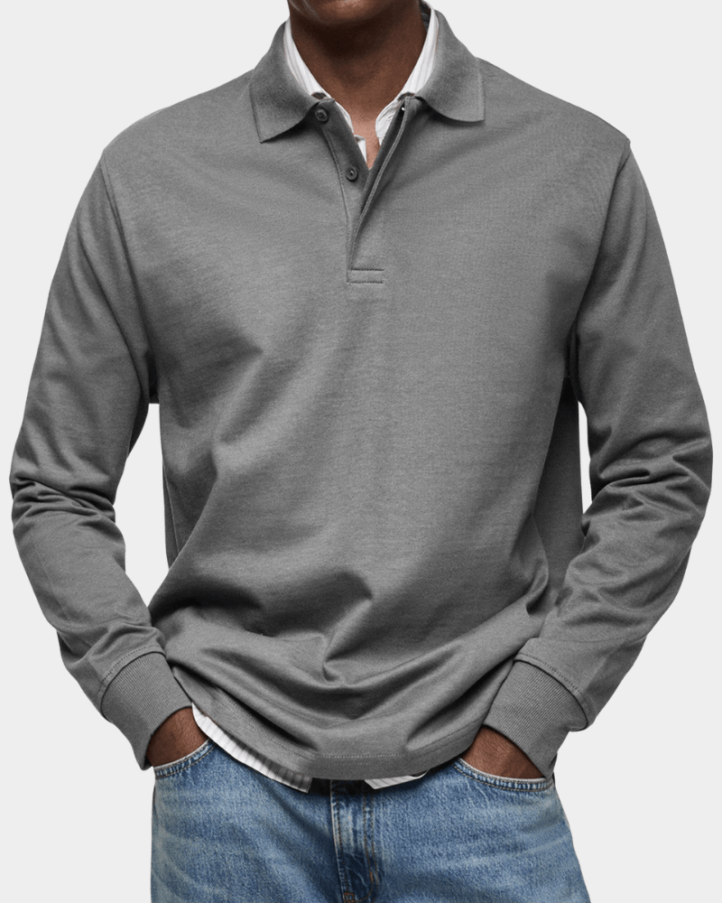 Van Delft Mode® | Comfortabele lente polo met lange mouw
