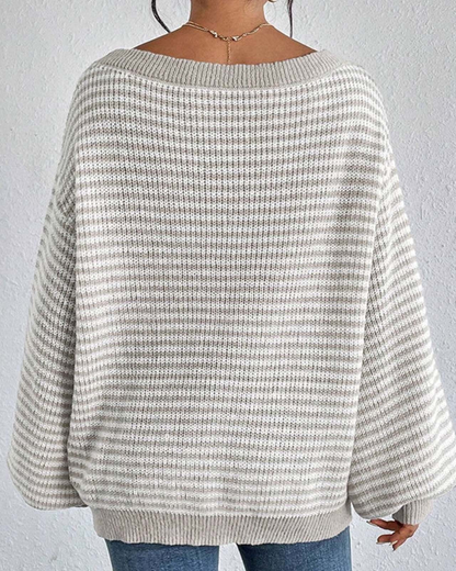 Chris | Suéter de Punto Oversize de Manga Larga con Hombros Descubiertos para Mujer
