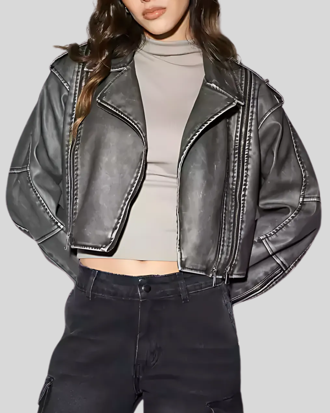 Alexandra | Chaqueta de Cuero Corta para Mujer