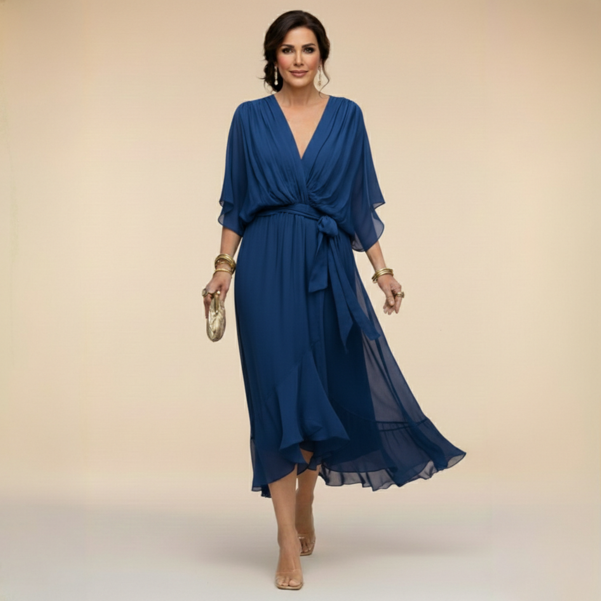 Sara™ | Vestido de Chiffon con Escote en V