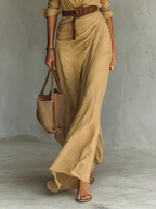 Camille™ | Vestido largo con cuello y cinturón en la cintura
