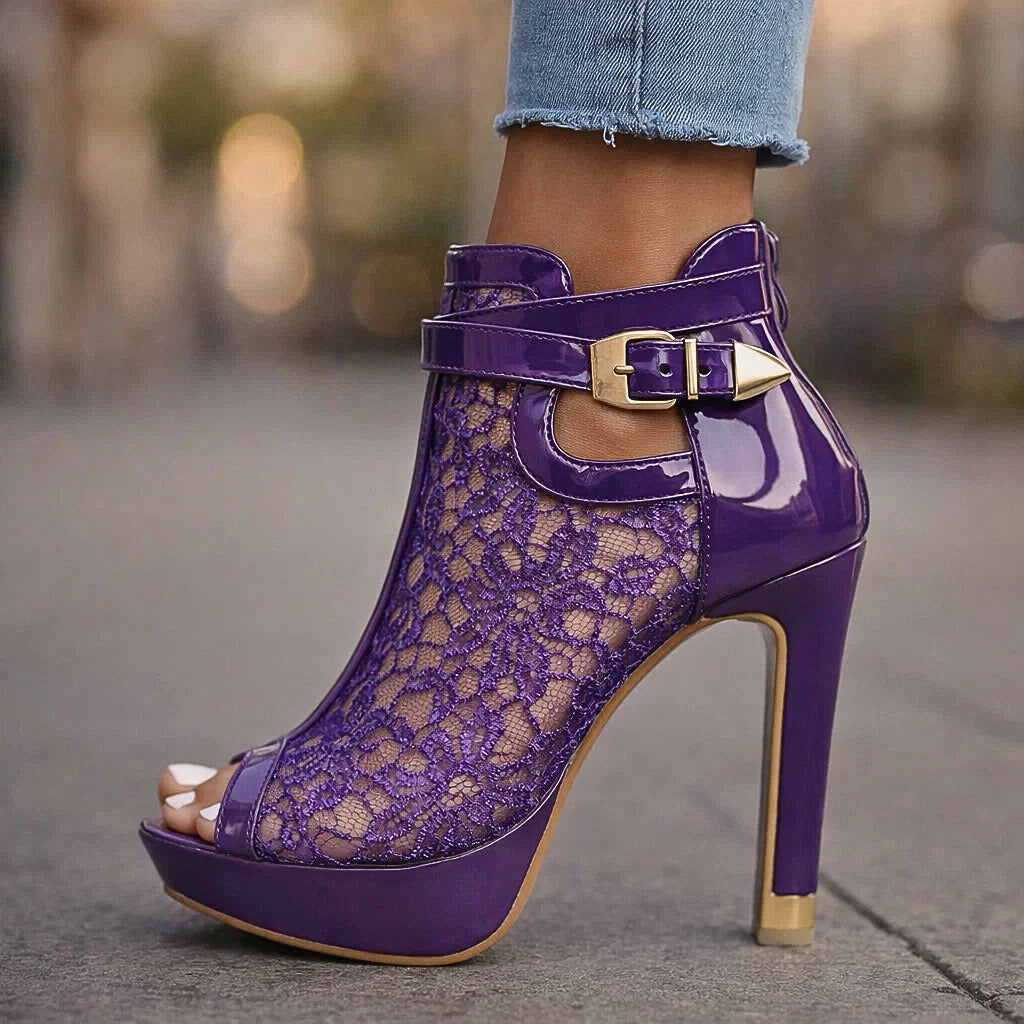 Sandra - Botines de Encaje con Tacón Alto