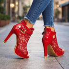 Sandra - Botines de Encaje con Tacón Alto