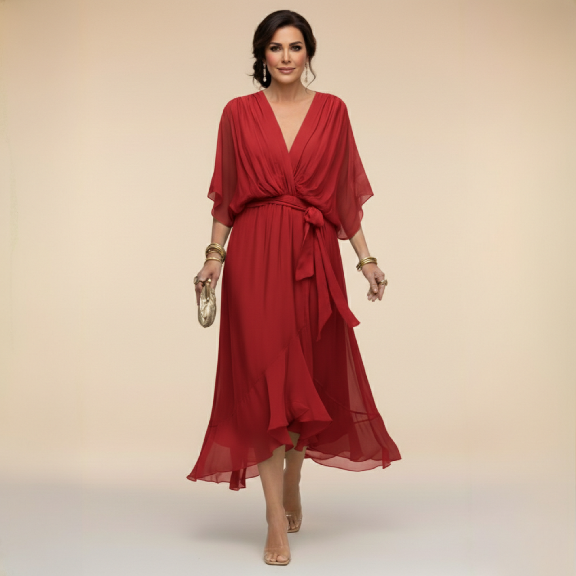 Sara™ | Vestido de Chiffon con Escote en V