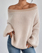 Chris | Suéter de Punto Oversize de Manga Larga con Hombros Descubiertos para Mujer