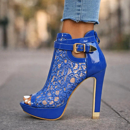 Sandra - Botines de Encaje con Tacón Alto