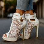 Sandra - Botines de Encaje con Tacón Alto