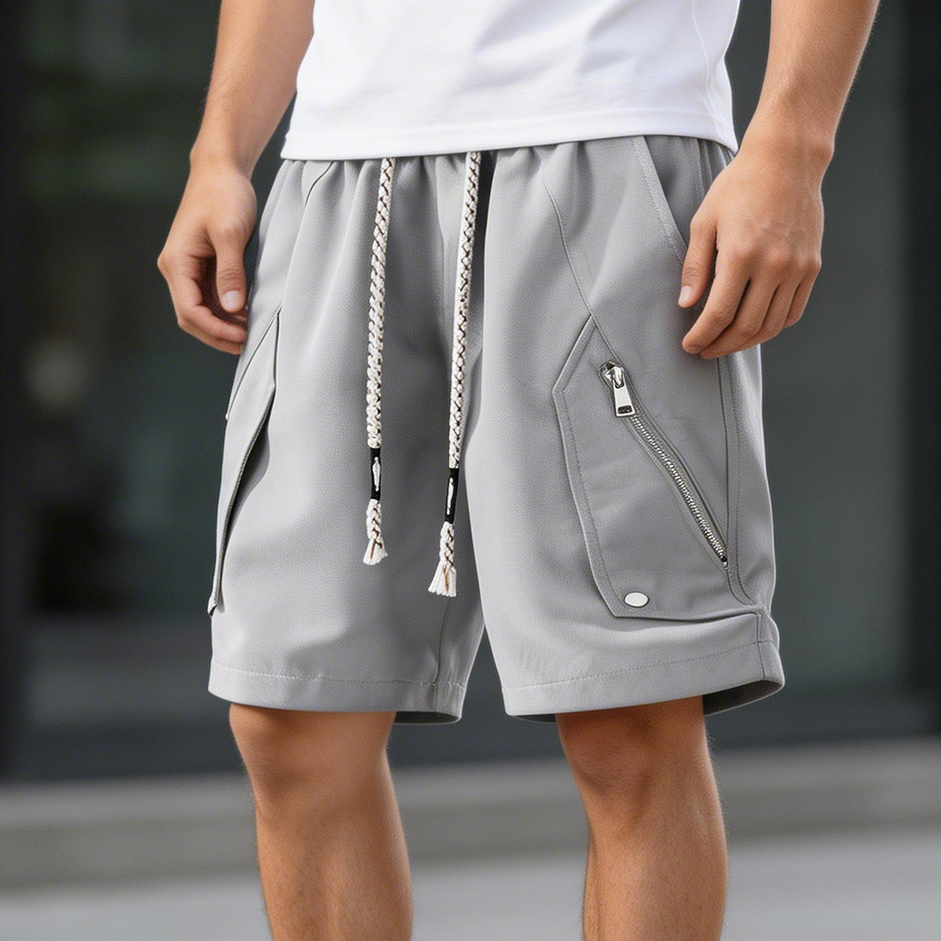 Short Deportivo Cargo con Bolsillos Zip