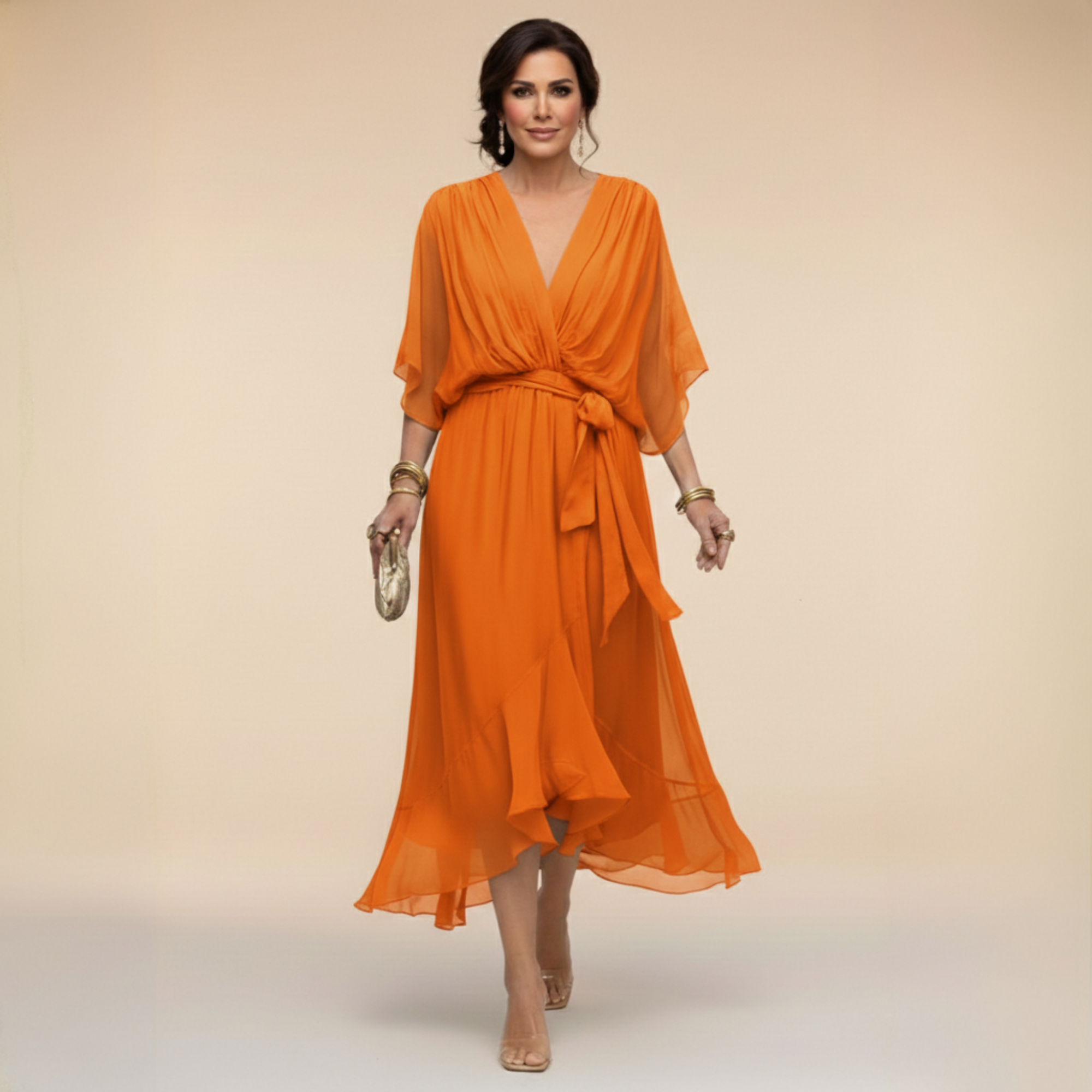 Sara™ | Vestido de Chiffon con Escote en V