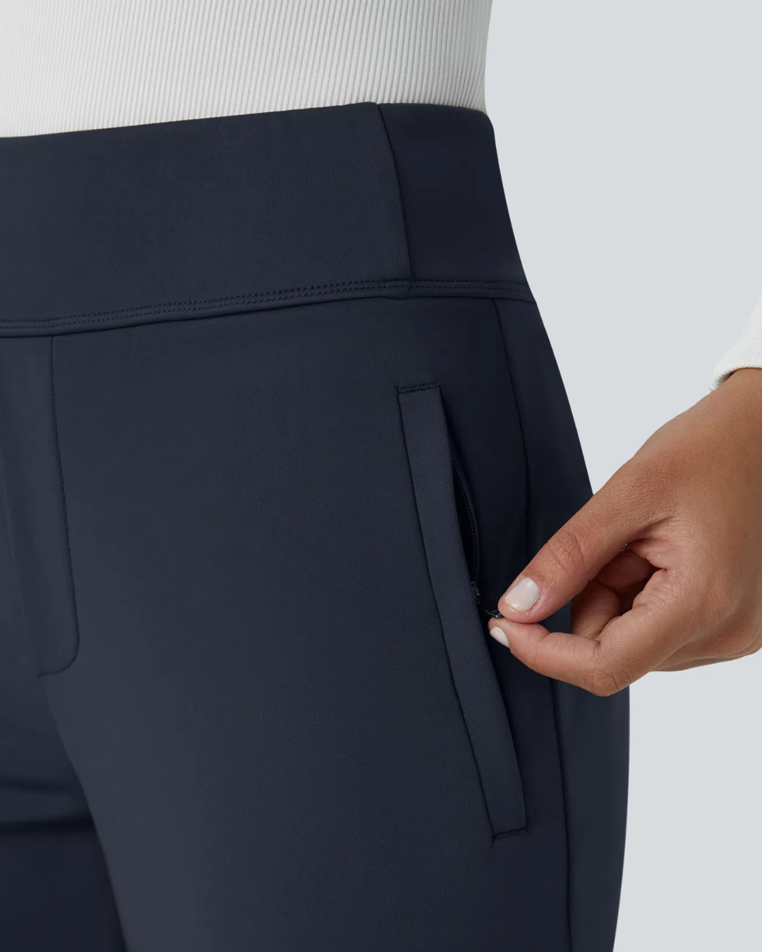Opaline | Pantalon de Cintura Alta para Mujer con Bolsillos Laterales con Cremallera