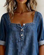 Avélia™ | Camisa vaquera con cuello cuadrado