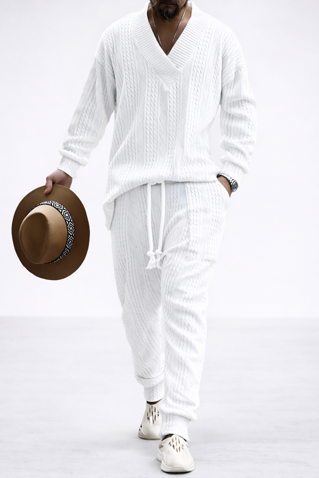 Set Valentino | Conjunto de Dos Piezas con Textura Jacquard de Trenzado para Hombre