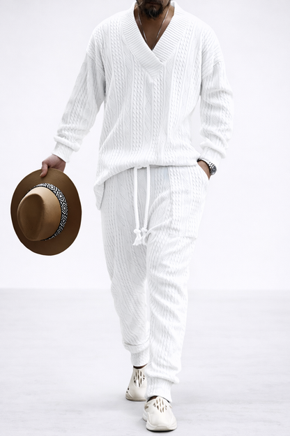 Set Valentino | Conjunto de Dos Piezas con Textura Jacquard de Trenzado para Hombre