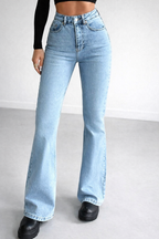Bea | Pantalón Claro Corte Alto Estilo Campana
