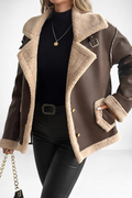 Celeste couture | Chaqueta Elegante de Cuero Forrado de Felpa para Mujer