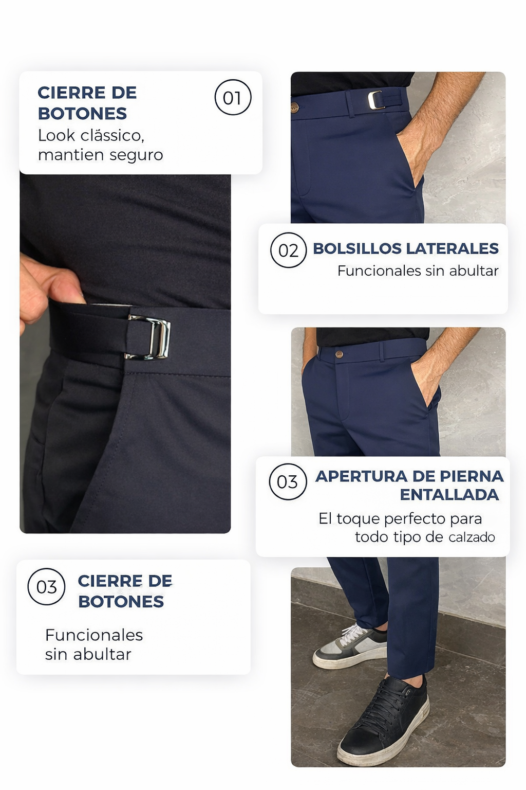 Roberto | Pantalones elegantes slim elásticos