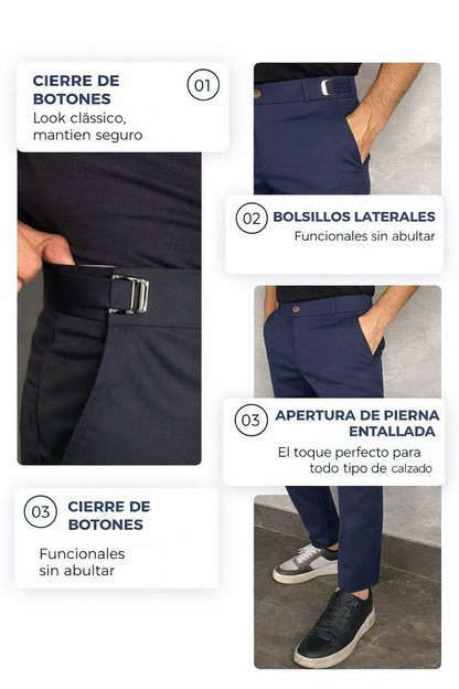 Roberto | Pantalones elegantes slim elásticos