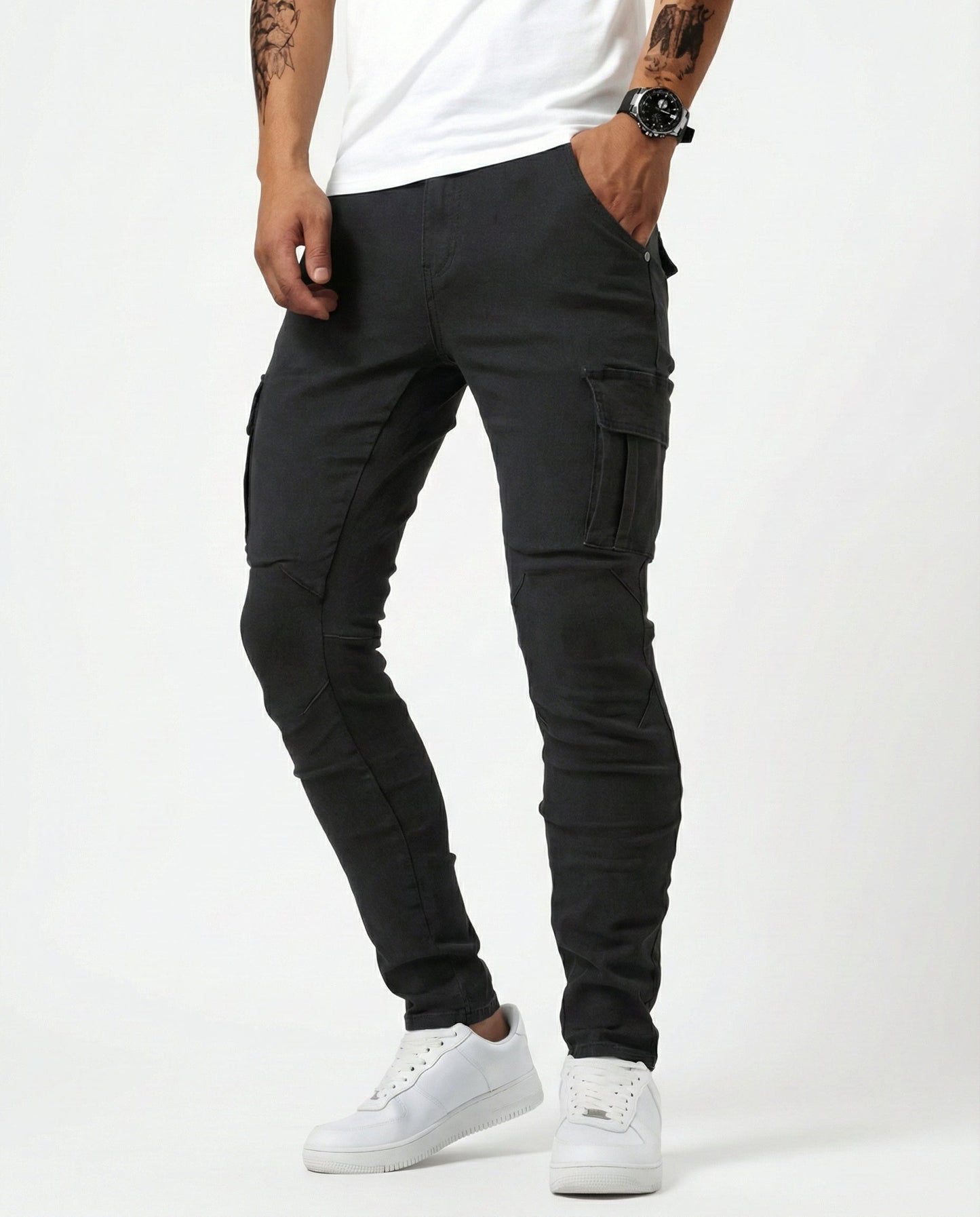 Óscar | Pantalón Cargo Marino Elástico