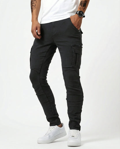 Óscar | Pantalón Cargo Marino Elástico