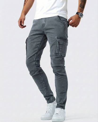 Óscar | Pantalón Cargo Marino Elástico