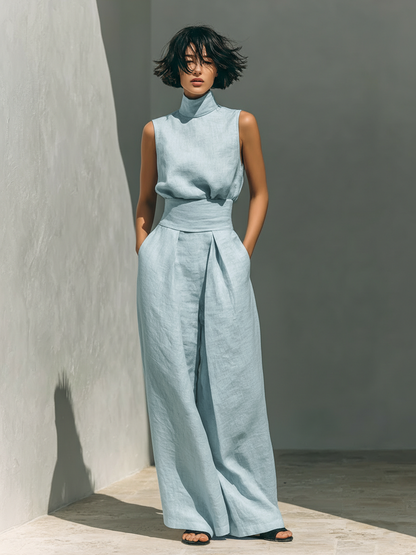 María - Conjunto de lino de estilo minimalista para mujer.