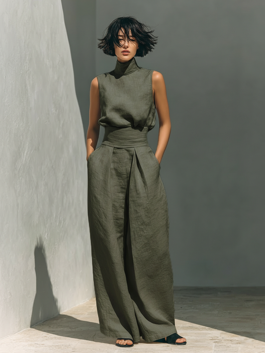 María - Conjunto de lino de estilo minimalista para mujer.
